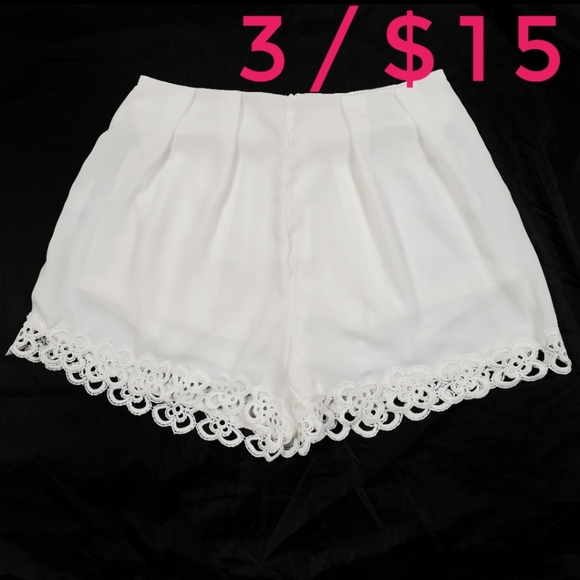 Zaful Pants - Zaful White Lace High Waist Shorts Size Small